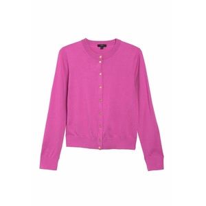 J. Crew Front Button Knit Cardigan in Vntg Fuchsia